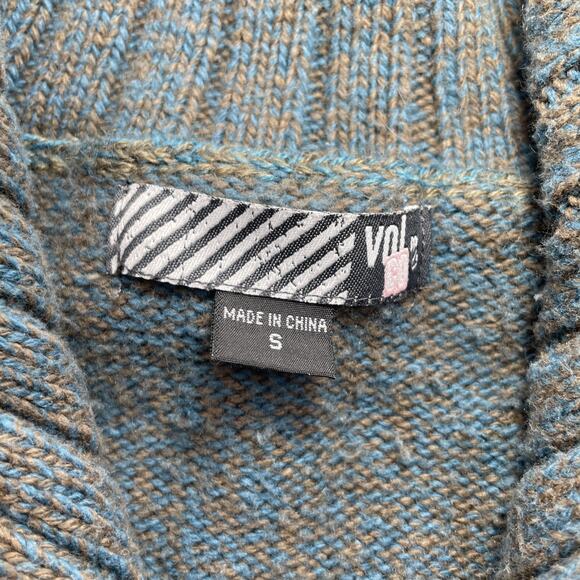 Volcom S Sweater Cardigan Button Up Y2k Vintage Collar Teal Womens size Small - Picture 4 of 14